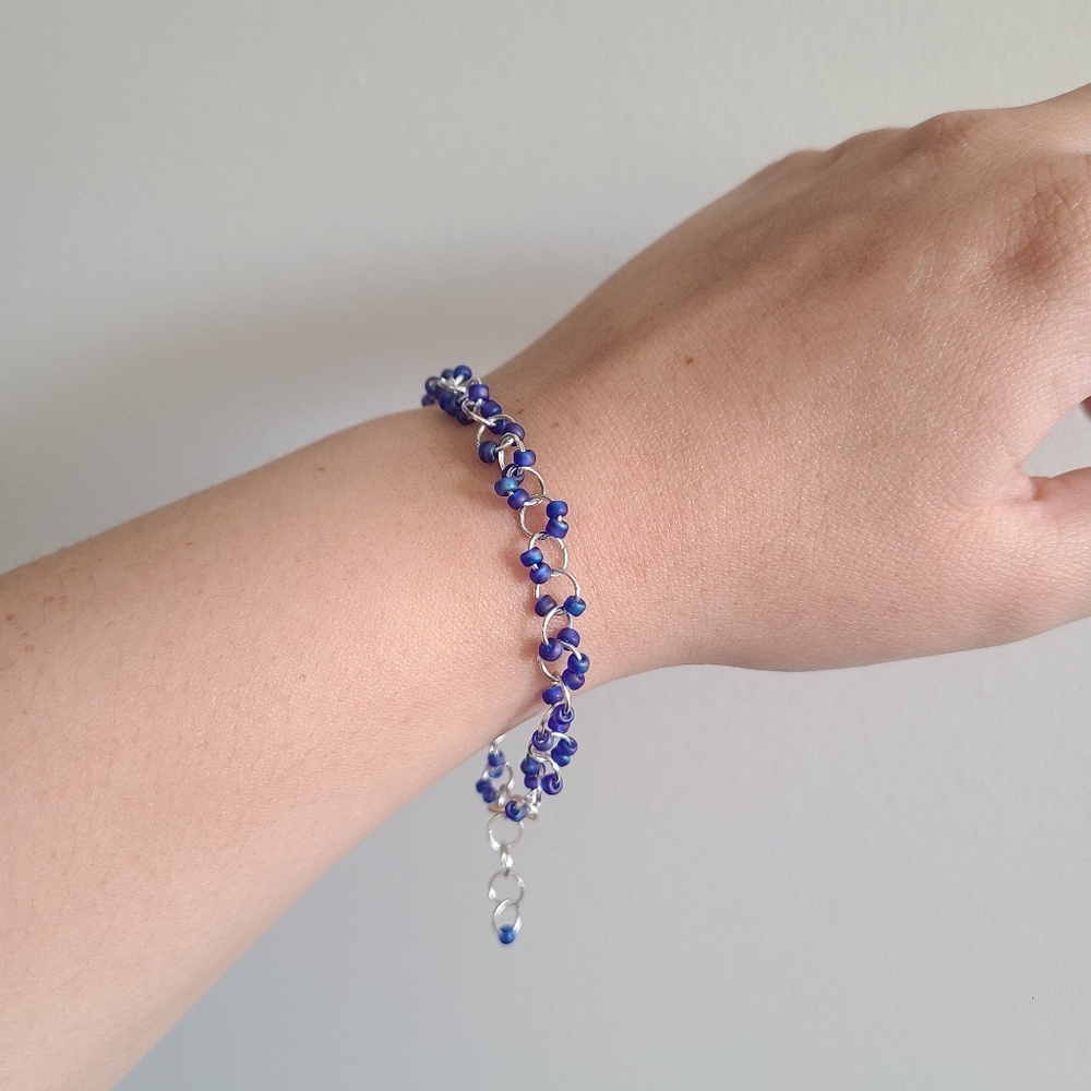 OOAK Delicate Blue Bead Bracelet